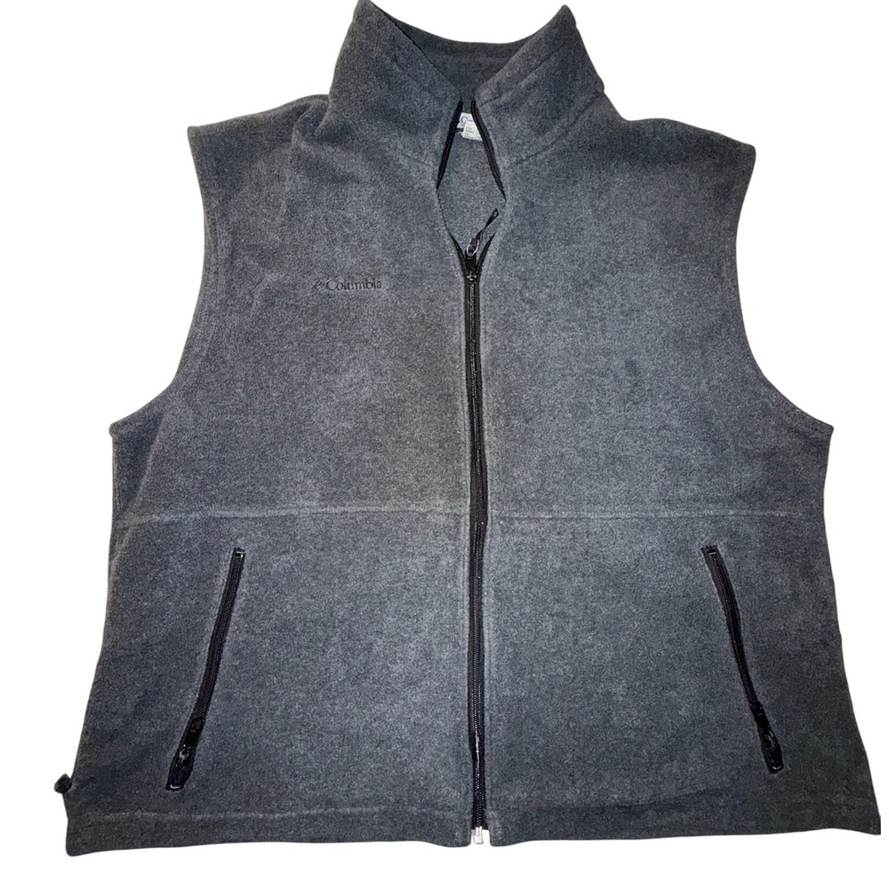 Columbia Mens XXL Gray Fleece Full Zip Vest Steens Mountain Charcoal